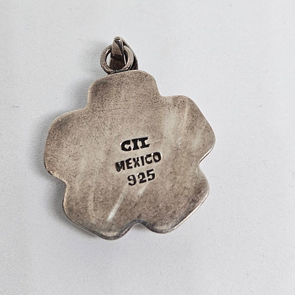 Vintage CIL MEXICO 925 Hibiscus Flower Pendant Sterling Silver - Picture 2 of 3